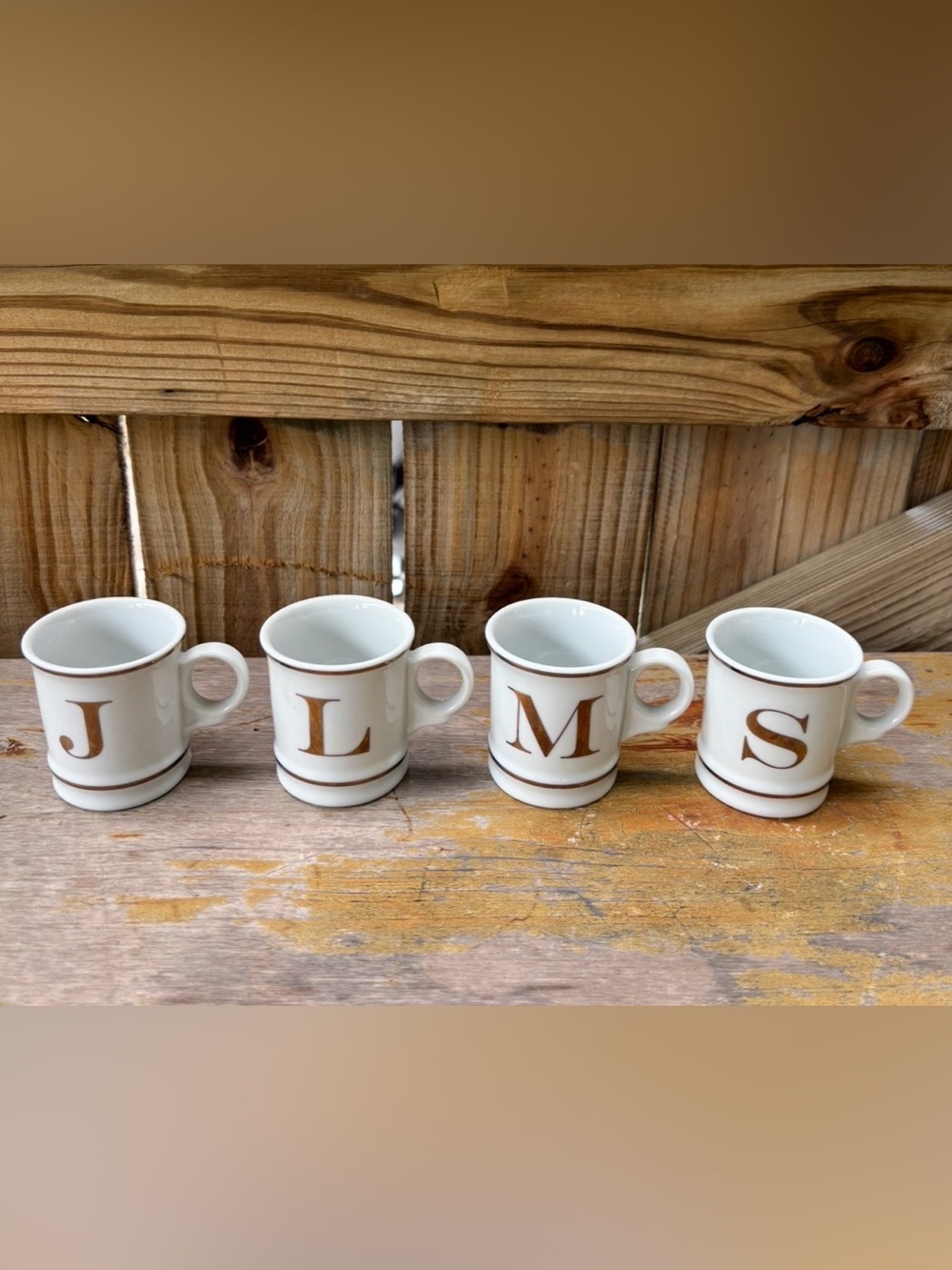 Williams Sonoma Gold Initial Espresso Coffee Demitasse Monogram Cup Size 3oz
